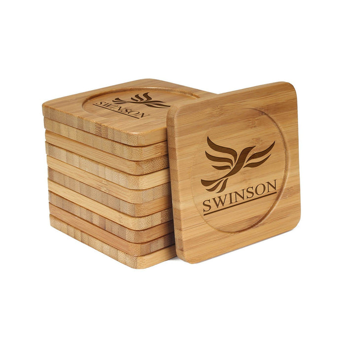 bamboomn UK Labour Party Square Custom Engraved Bamboo Coaster Set