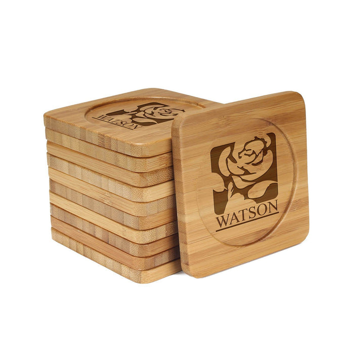 bamboomn UK Labour Party Square Custom Engraved Bamboo Coaster Set
