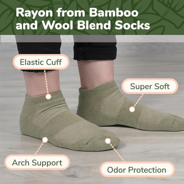 Bamboomn Unisex Bamboo Rayon Wool Blend Athletic Ankle Socks