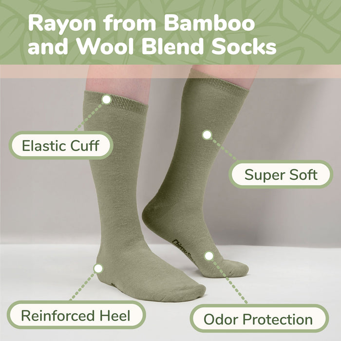 Bamboomn Unisex Bamboo Rayon Wool Blend Athletic Crew Socks