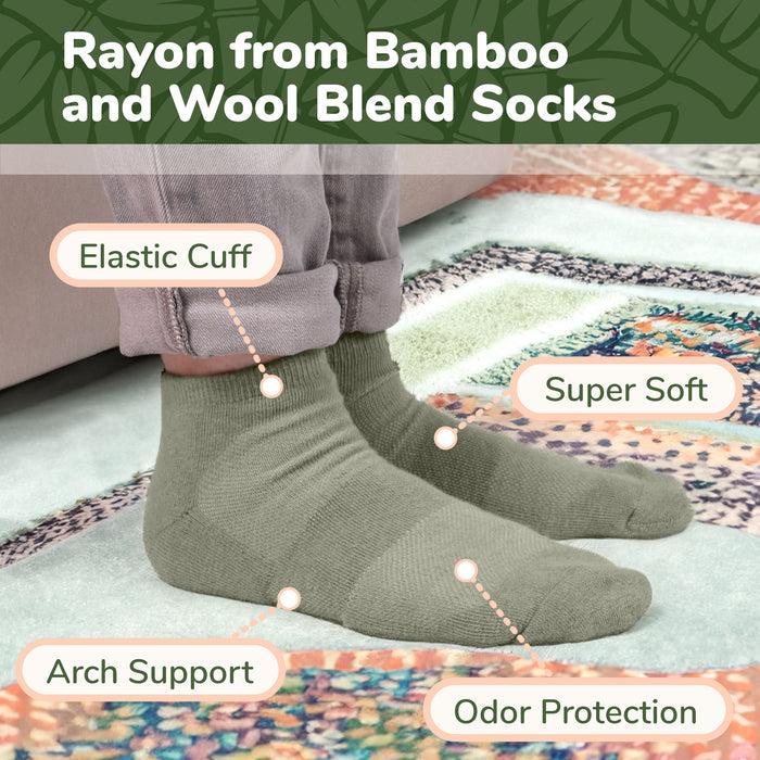 Bamboomn Unisex Bamboo Rayon Wool Blend Athletic Quarter Socks