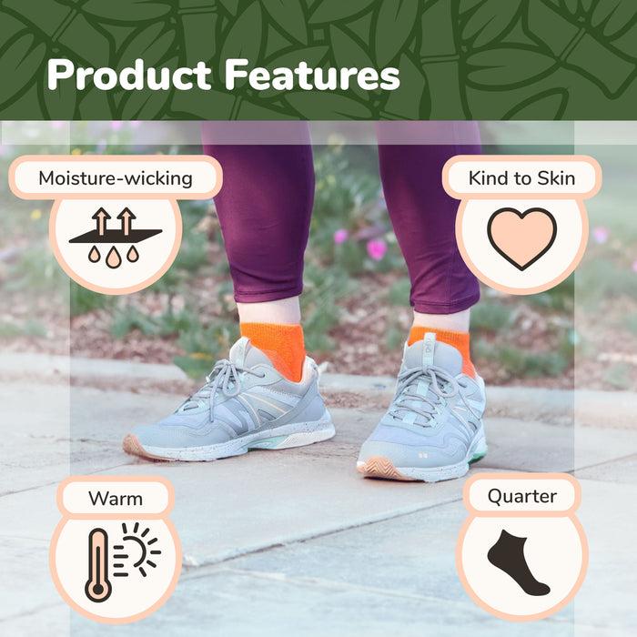 Bamboomn Unisex Bamboo Rayon Wool Blend Athletic Quarter Socks