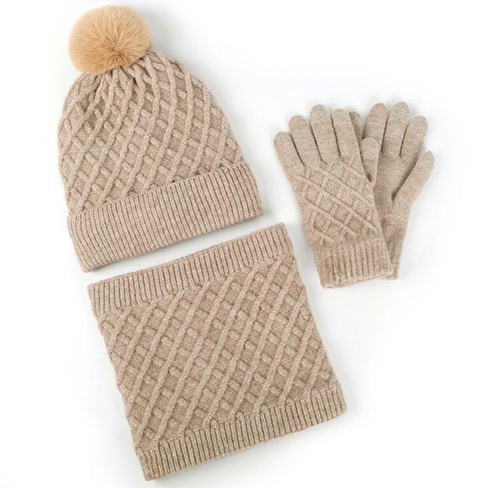 Bamboomn Unisex Winter Pom Pom Hat Infinity Scarf And Glove Set