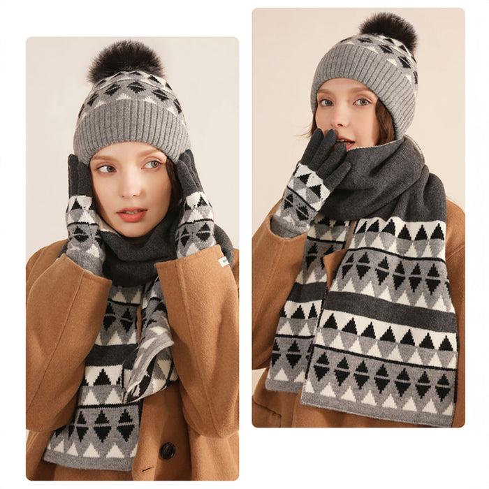 Bamboomn Unisex Winter Pom Pom Hat Scarf And Glove Set