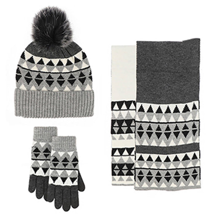 Bamboomn Unisex Winter Pom Pom Hat Scarf And Glove Set