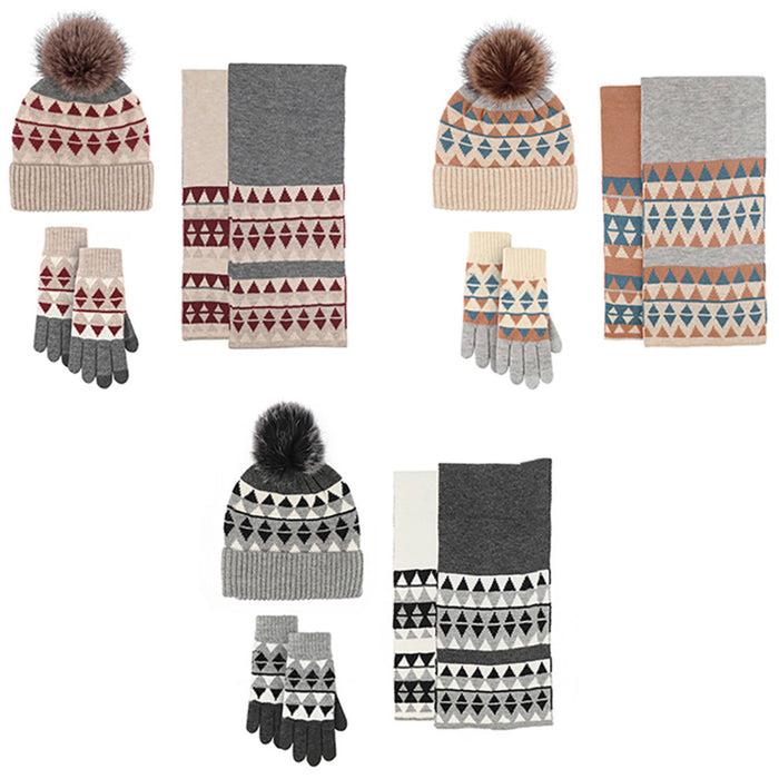 bamboomn Unisex Winter Pom Pom Hat Scarf and Glove Set