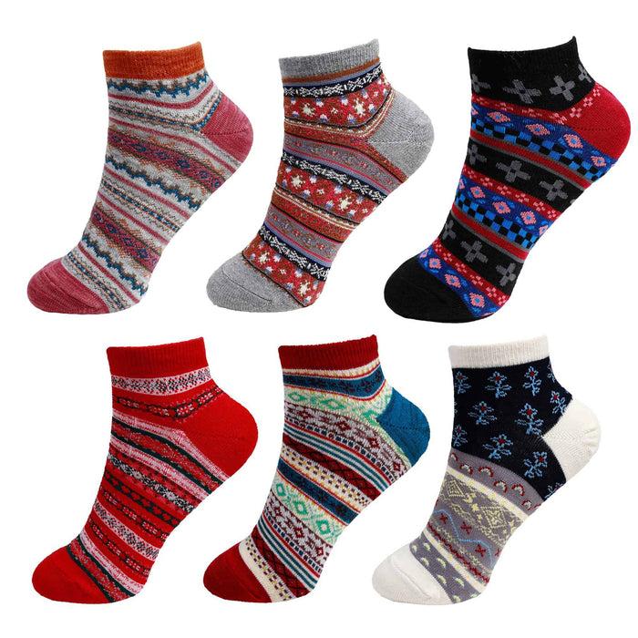 bamboomn Vintage Style Knitted Colorful Cotton Anklet Socks