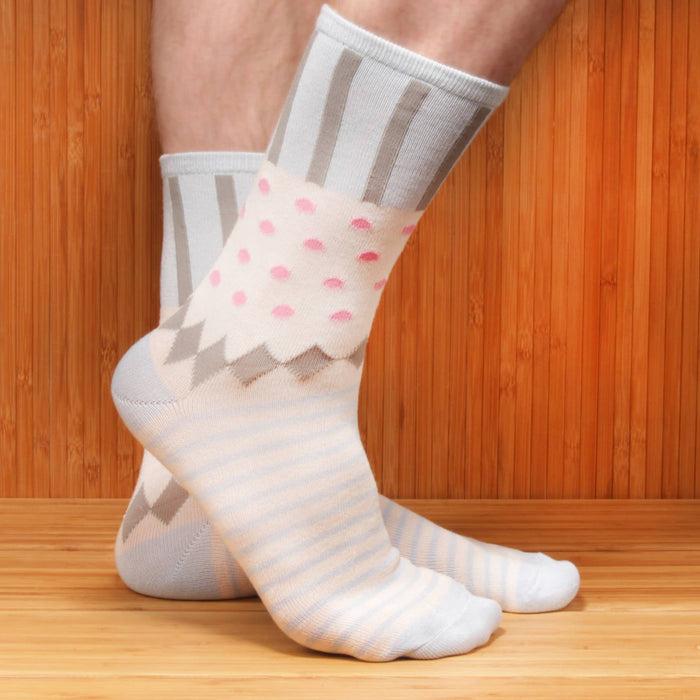 Bamboomn Women's Bamboo Colorful Polka Dot Stripe Socks: 3 Pair