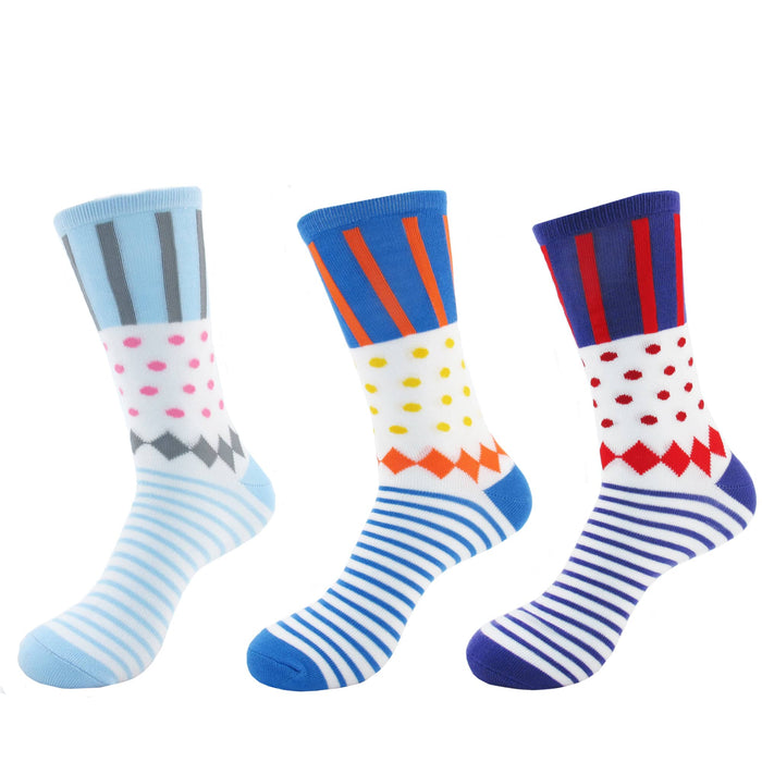 bamboomn Women's Bamboo Colorful Polka Dot Stripe Socks: 3 Pair