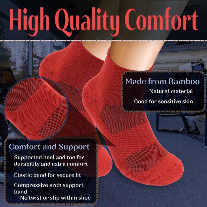 Bamboomn Women's Bamboo Cushioned Athletic Quarter Socks