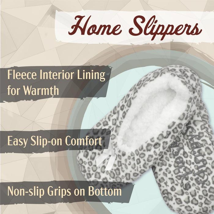 Bamboomn Women's Cheetah Print Non-Slip Lined Slipper Socks: 1 Pair