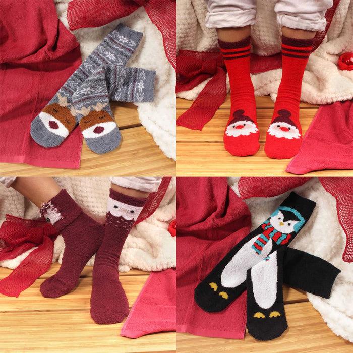Bamboomn Women's Cute Fuzzy Warm Christmas Indoor Outdoor Cozy Crew Socks Assortment Packs
