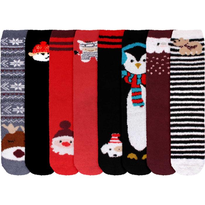 bamboomn Women's Cute Fuzzy Warm Christmas Indoor Outdoor Cozy Crew Socks Assortment Packs