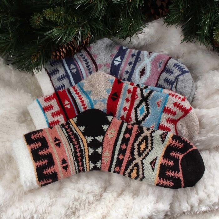 Bamboomn Women's Funky Double Layer Cabin Socks: 3 Pairs