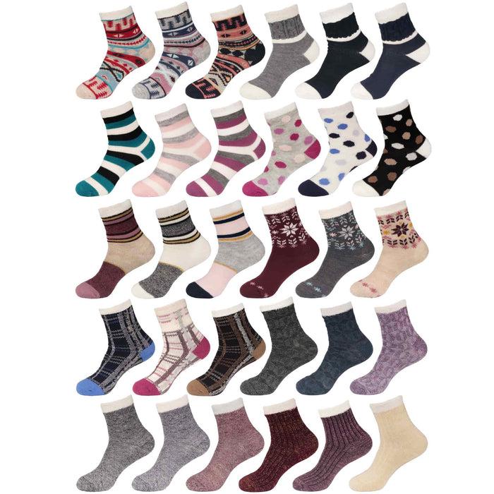 bamboomn Women's Funky Double Layer Cabin Socks: 3 Pairs