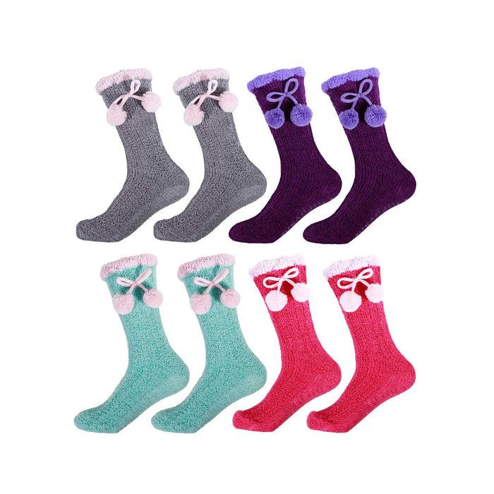 Bamboomn Women's Fuzzy Non-Slip Chenille Crew Socks Assortments: 8 Pairs