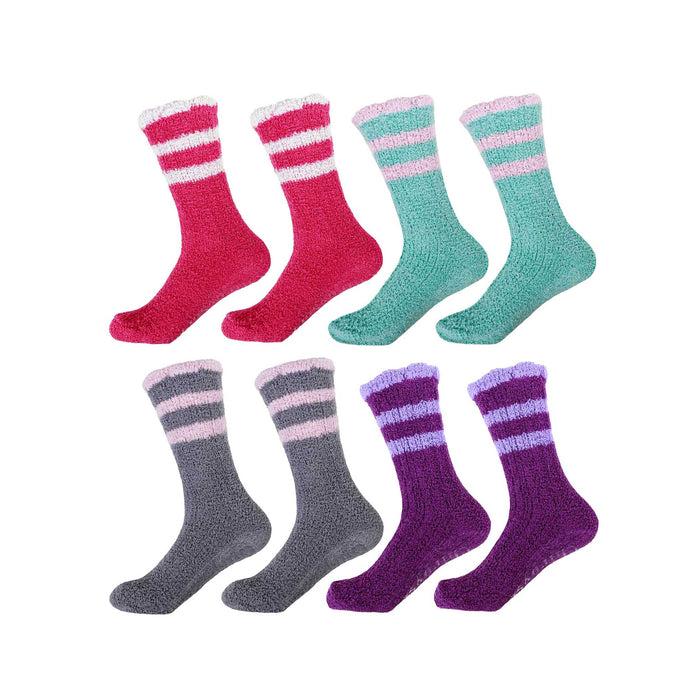 Bamboomn Women's Fuzzy Non-Slip Chenille Crew Socks Assortments: 8 Pairs