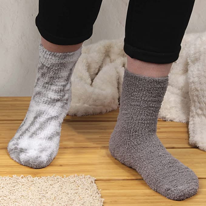 Bamboomn Women's Girl Fuzzy Warm Fluffy Tie-Dye Colorful Fun Crew Socks - 2 Pairs