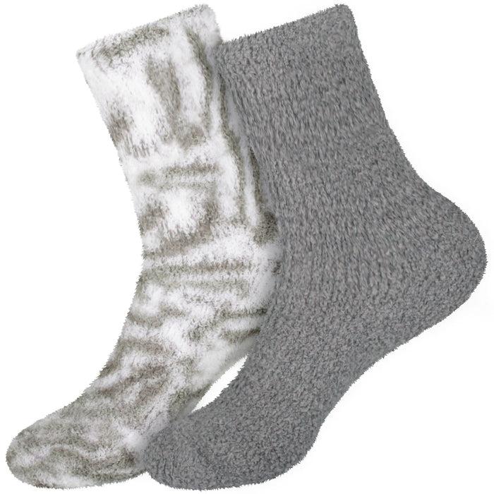 bamboomn Women's Girl Fuzzy Warm Fluffy Tie-Dye Colorful Fun Crew Socks - 2 Pairs