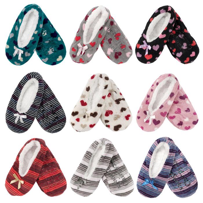 bamboomn Women's Hearts Stripes Non-Slip Lined Slippers Assortments