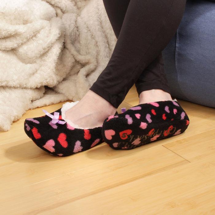 Bamboomn Women's Hearts Stripes Slippers Non-Slip Lined Socks: 1 & 2 Pairs