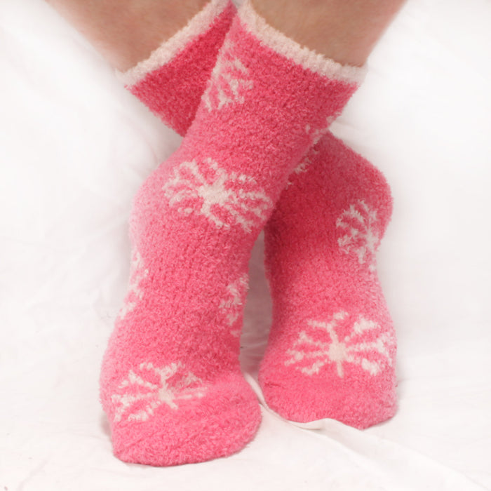 Bamboomn Women's M/L/XL Super Soft Warm Cozy Fuzzy Snowflake Home Socks - 12 Pair