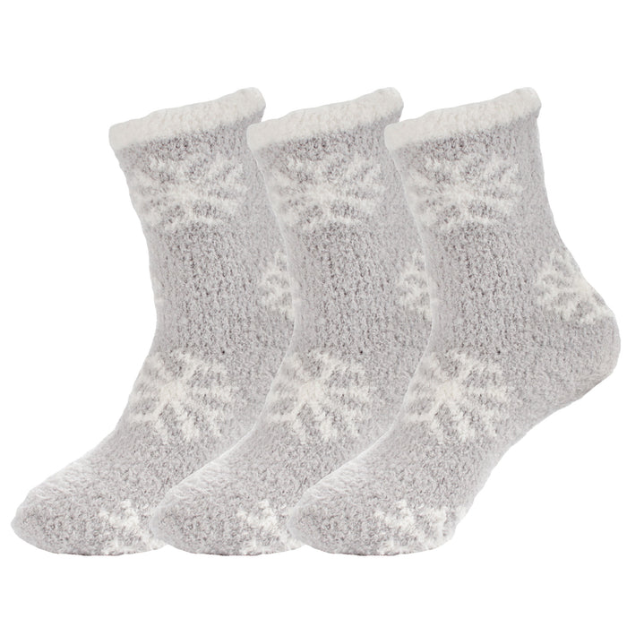 bamboomn Women's M/L/XL Super Soft Warm Cozy Fuzzy Snowflake Home Socks - 3 Pair