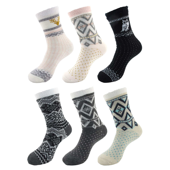 Bamboomn Women's Mixture Of Double Layer And Feather Yarn Mid-Calf Socks