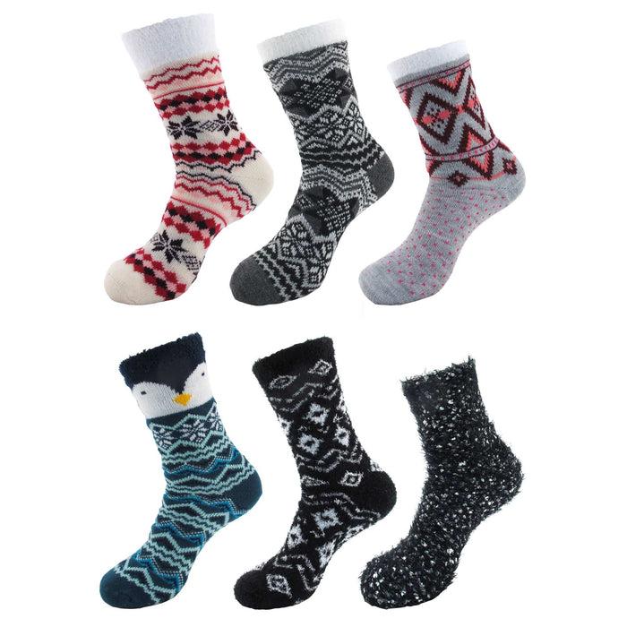 Bamboomn Women's Mixture Of Double Layer And Feather Yarn Mid-Calf Socks