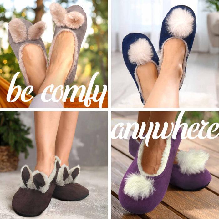 Bamboomn Women's Rabbit Pompom Slippers: Single Pairs