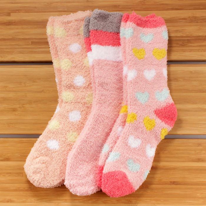 Bamboomn Women's Soft And Cozy Fuzzy Assorted Crew Socks - 3 Pair Assortments