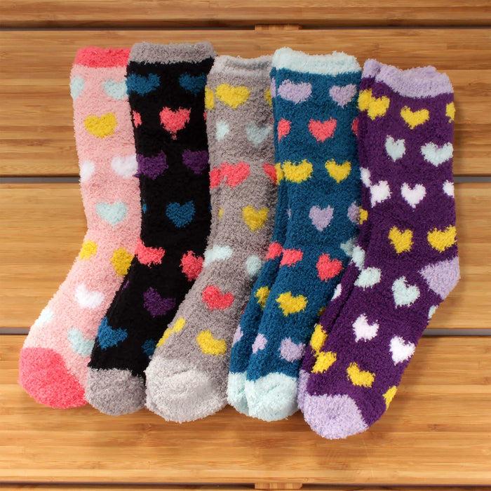 Bamboomn Women's Soft And Cozy Fuzzy Assorted Crew Socks - 5 Pair Assortments