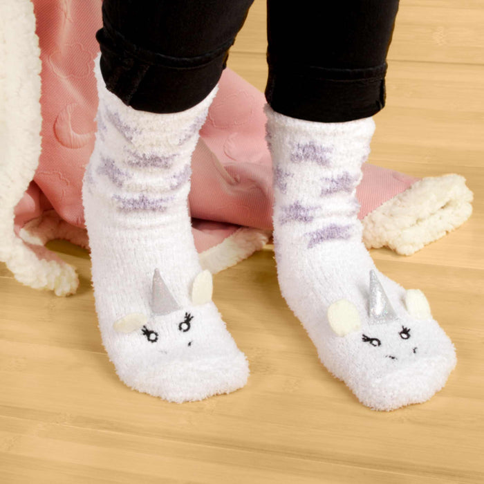 Bamboomn Women's Soft Warm Fuzzy Furry Cozy Unicorn Series Crew Socks Singles