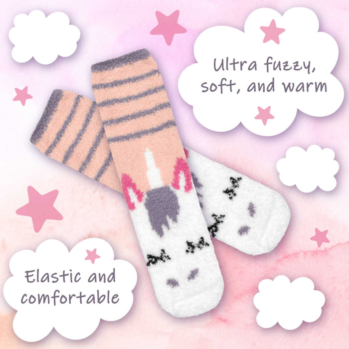 Bamboomn Women's Soft Warm Fuzzy Furry Cozy Unicorn Series Crew Socks Singles