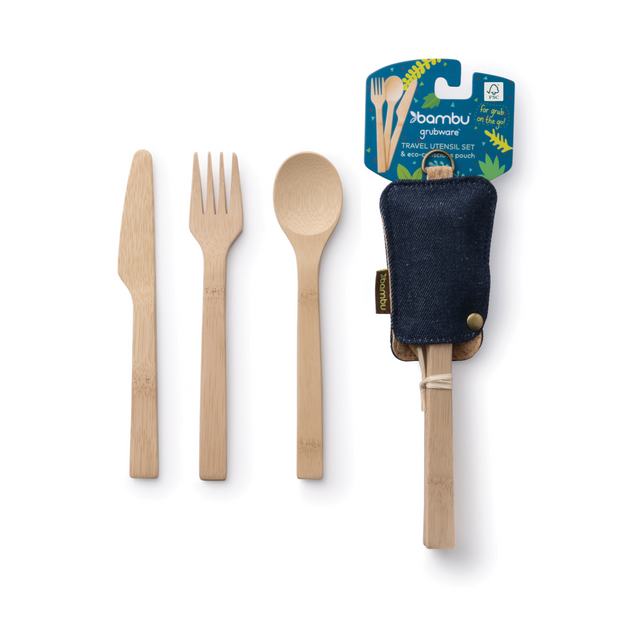 bambu Bamboo Utensil Set with Travel Pouch