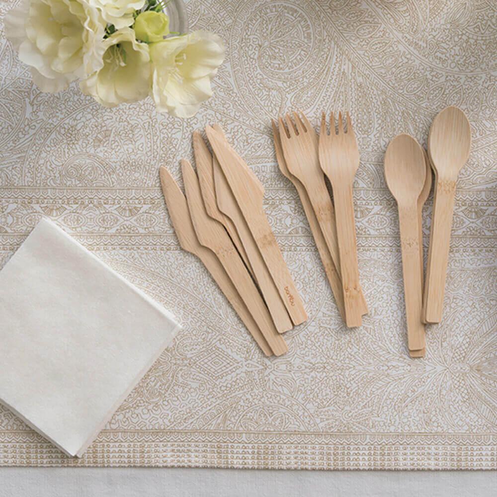 Bambu Disposable Bamboo Cutlery Set 24-piece