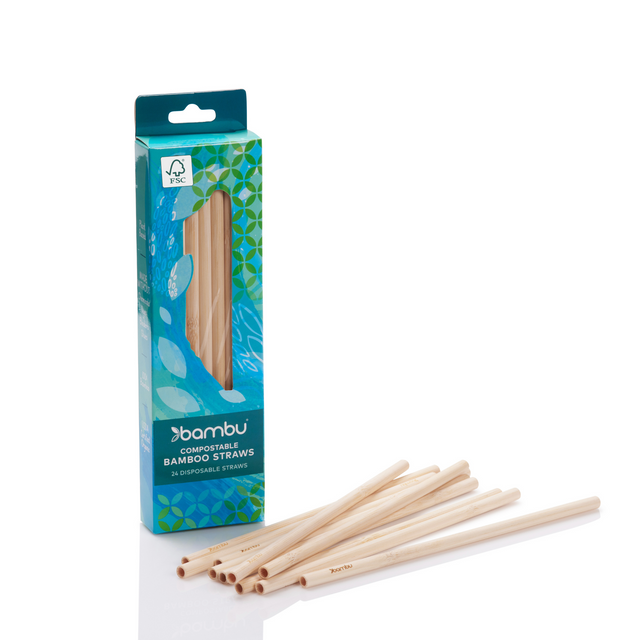 bambu Disposable Bamboo Straws. Box of 24
