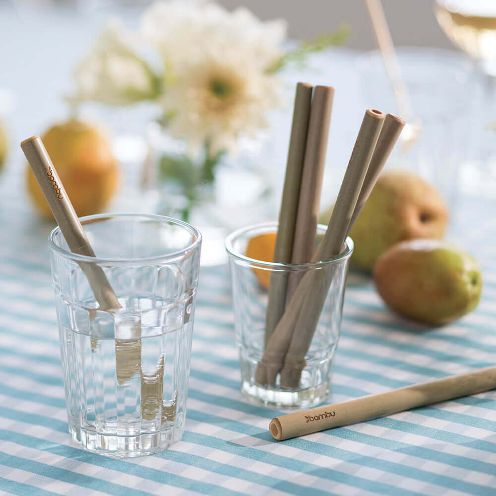 Bambu Reusable Short Bamboo Straws Set Of 6