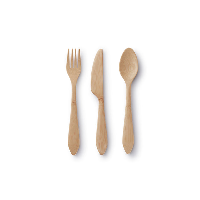 bambu NEW DESIGN Reusable Bamboo Spoon Knife & Fork Set