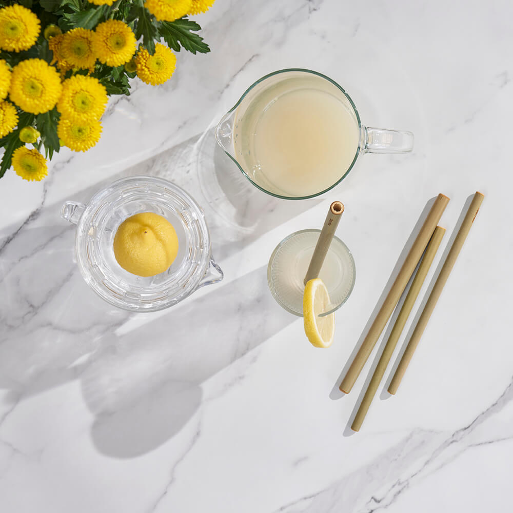 Bambu Reusable Bamboo Straws Original Green Set Of 6