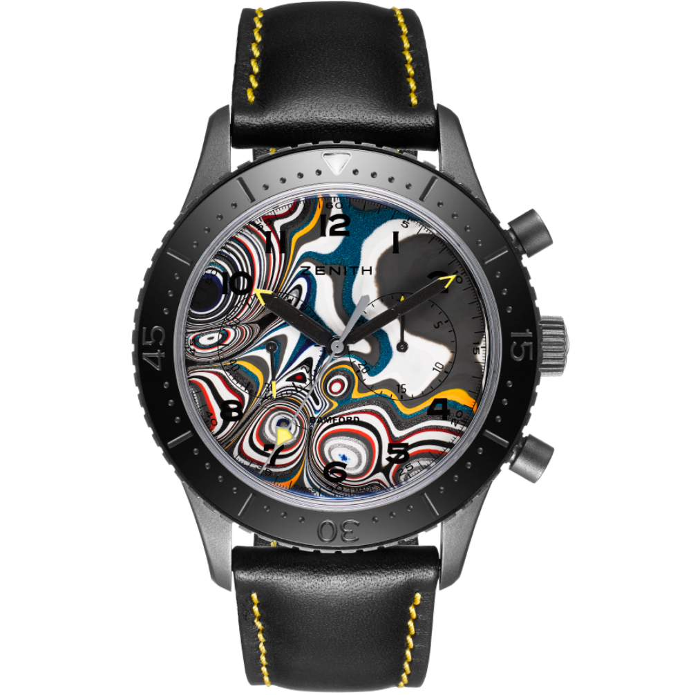 bamford watch department 1/1 LIMITED EDITION BWD X BLACK BADGER ‘FORDITE’ ZENITH PILOT CHRONO TIPO CP-2