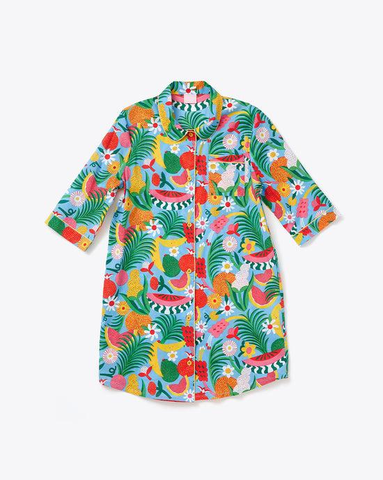 ban do 3/4 Sleeve Leisure Dress - Blue Tutti Frutti