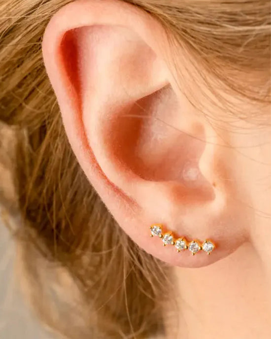 ban do 5 CZ Ear Climber - Gold