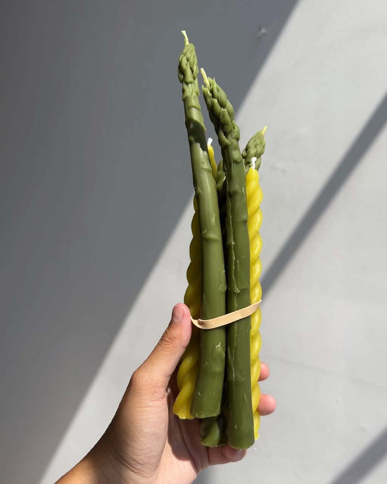 Ban Do Asparagus Beeswax Candle Tapers - Set Of 2