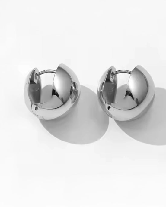 Ban Do Ball Stud Huggie Hoop Earrings - Silver