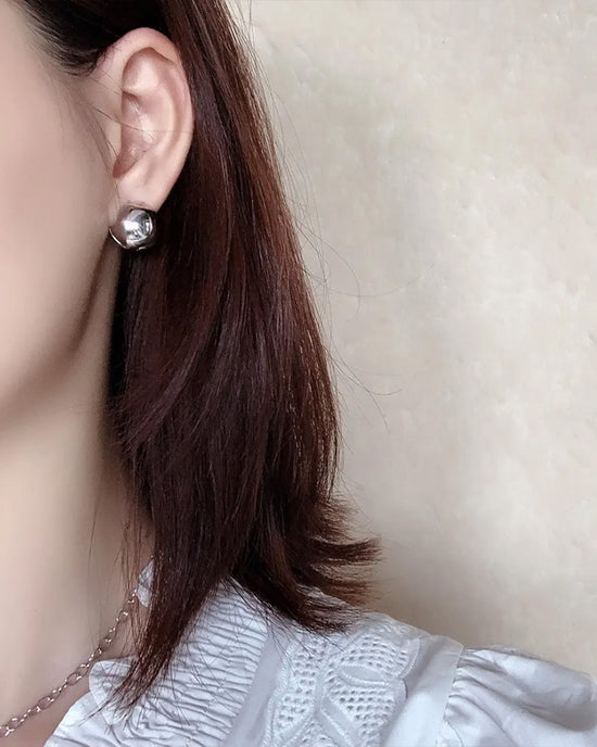 Ban Do Ball Stud Huggie Hoop Earrings - Silver