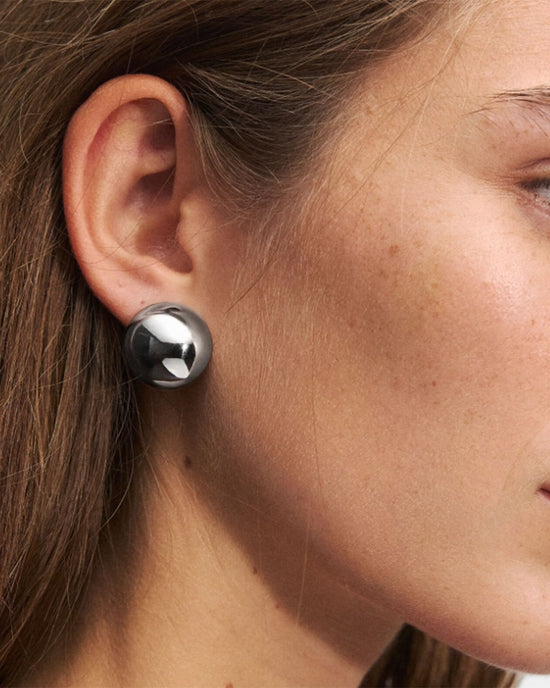 ban do Ball Stud Huggie Hoop Earrings - Silver