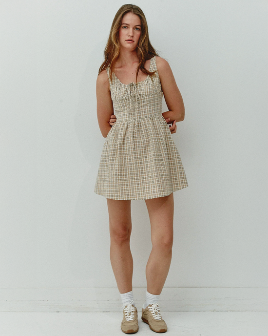 Ban Do Beige Gingham Check Mini Dress