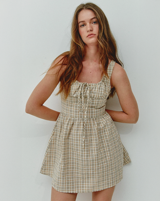 ban do Beige Gingham Check Mini Dress