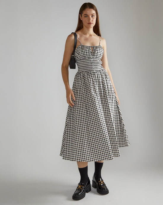 ban do Black And White Gingham Dress